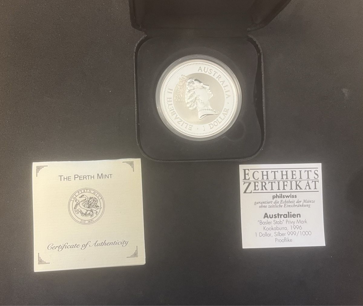 Tutti le monete: Australien 1996 Kookaburra 1oz Silber Privymark Basler Stab – Nuovo (secondo la descrizione) da Untersiggenthal venduto da Panjshir 2