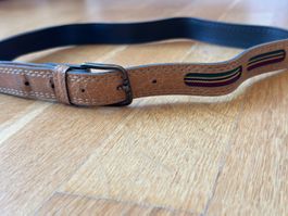 Brauner Vintage Gürtel mit bunten Details, Top Zustand