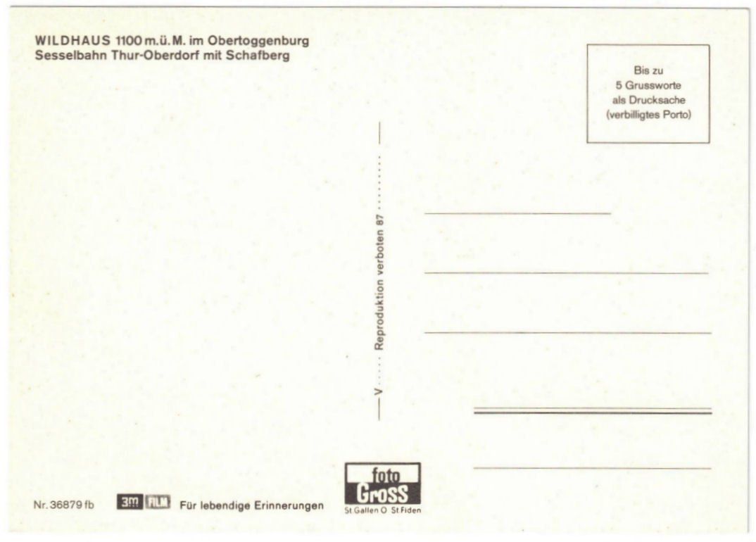 Cartoline postali: Wildhaus - Sessellift – Usato da Binningen venduto da Mountainrider 1