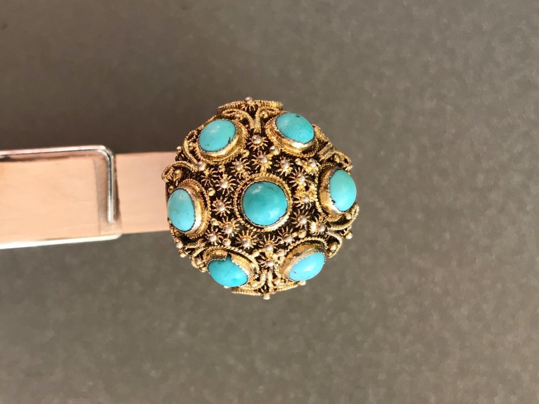 Anelli: Jugendstil CHINA TÜRKIS RING filigranst variable Ringgrösse – Usato da Basel venduto da gretchen03 1