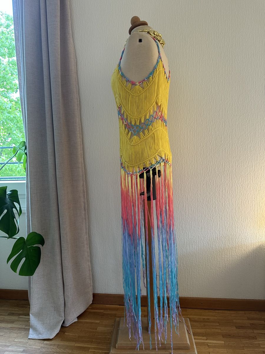 Vestiti: Robe d'été boho chic jaune avec franges colorées tie & dye – Nuovo (secondo la descrizione) da Châtelaine venduto da Alexandra.jankowski 4