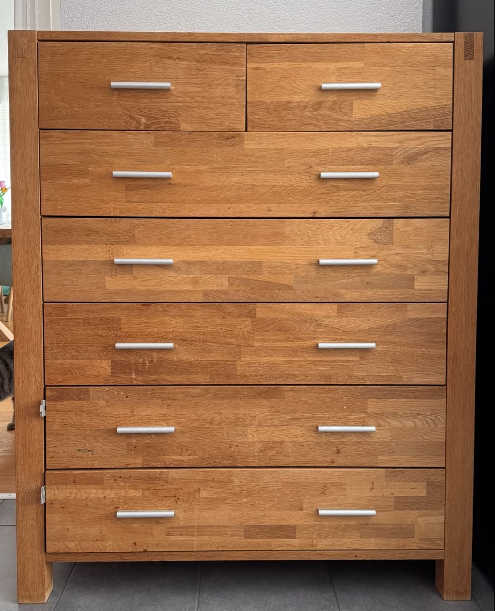 Jysk Kommoden: Kommode Eiche Massiv Holz 7 Schubladen gebrauchter Zustand – Gebraucht aus Ibach von mskensington007
