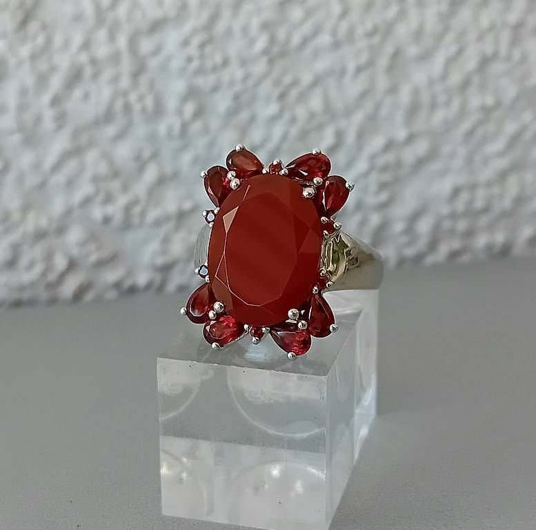Ringe: Ring mit Karneol und Granat in Silber – Gebraucht aus Stans von wer_fd5f