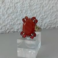 Ring mit Karneol und Granat in Silber