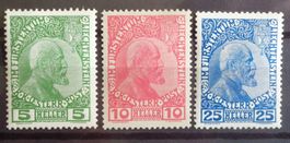 LIECHTENSTEIN: Prince Jean II, 5 + 25 h 1912, 10 h 1915 **