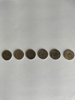 6 pces de 1/2 franc suisse, 1908-1909-1910-1921-1928-1929