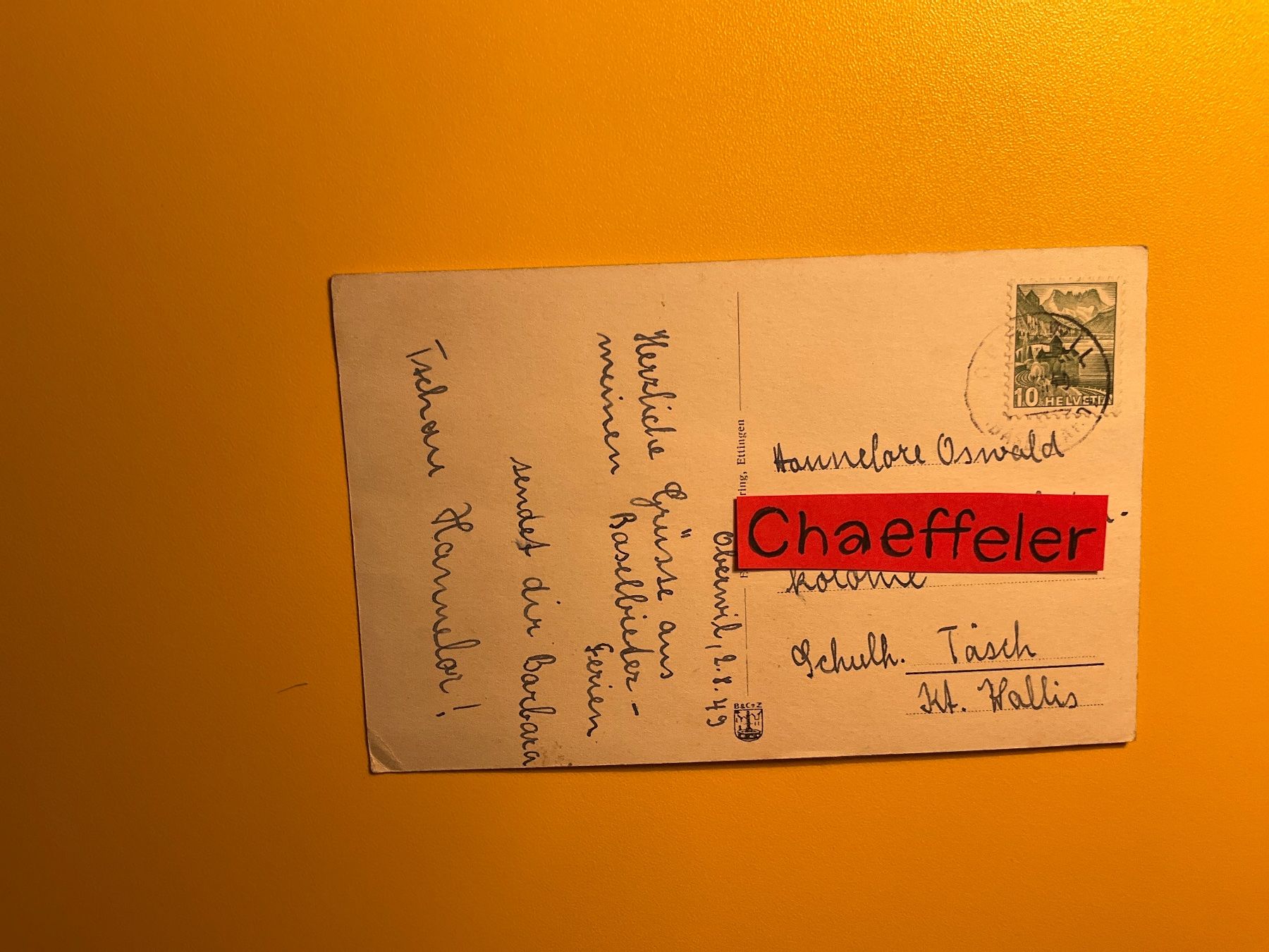Ansichtskarten: 1949 Oberwil – Gebraucht aus Zürich von Chaeffeler 1
