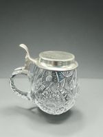 Vintage Crystal Beer Stein with Pewter Lid