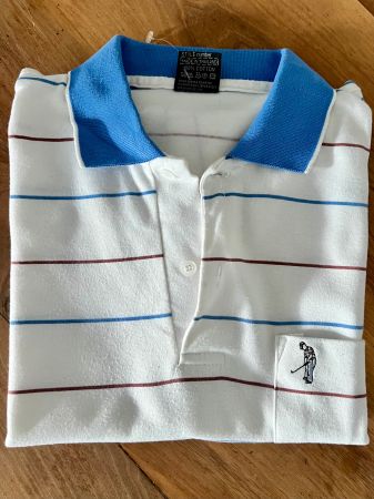 Vintage Golf Polo Pundit Weiss Blau gestreift Gr. M