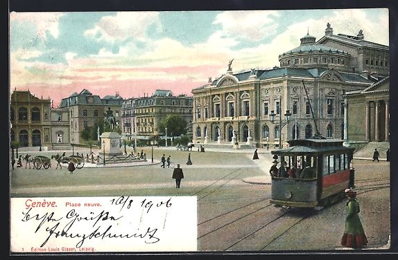 Ansichtskarten: AK Geneve, Place neuve, Strassenbahn – Gebraucht aus Berlin von bartko-reher