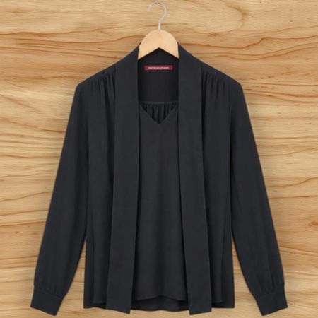 Comptoir des Cotonniers Seidenbluse Schwarz/Dunkelgrau GR.38