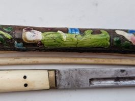 Altes Reisebesteck aus China, Messer mit Stäbchen
