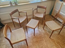 Fünf dänische Mid-Century Stühle Modell 77 Niels Otto Møller