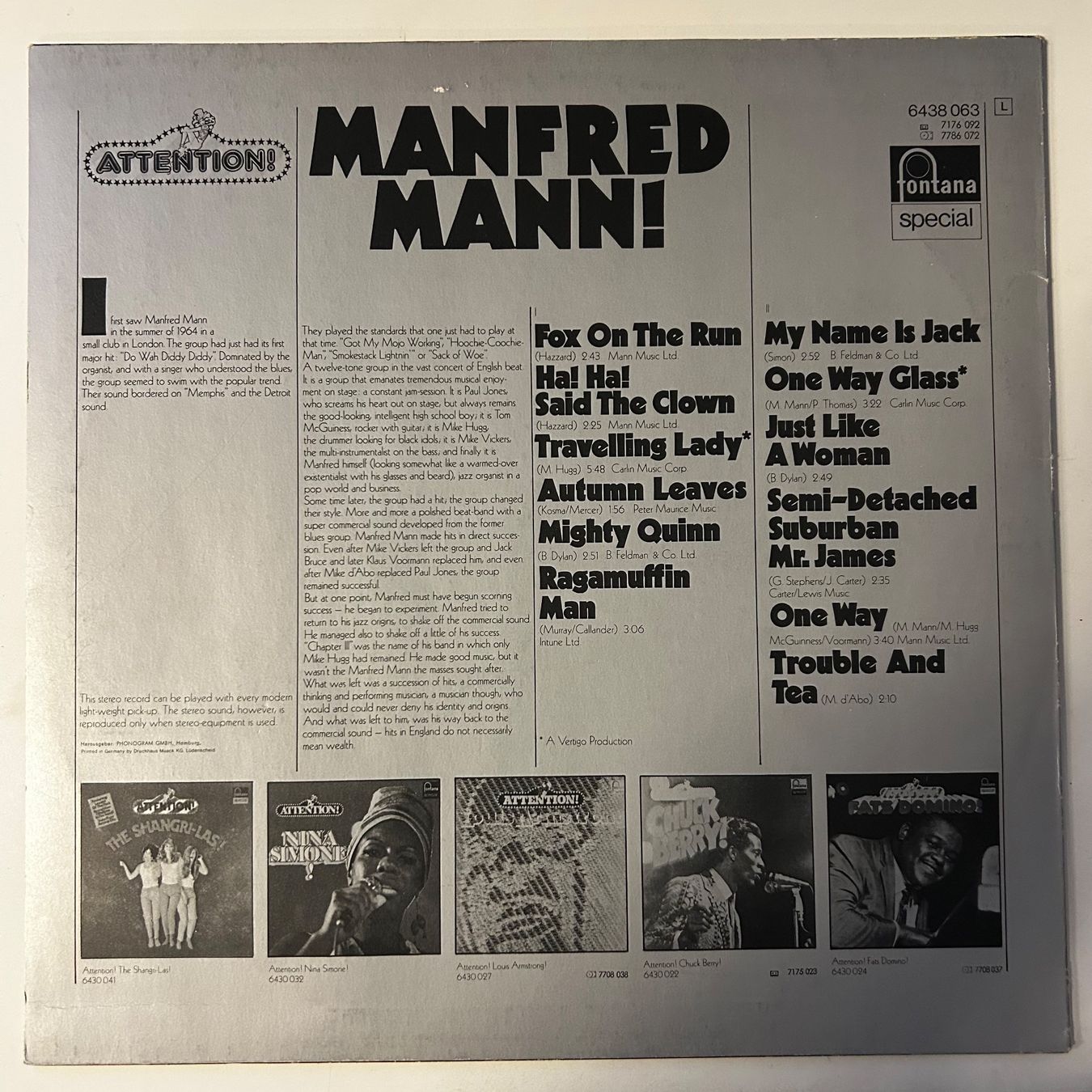 Vinyles: Manfred Mann - Attention, Vinyl LP 1978 – D'occasion à Aesch BL par BernisFlomi 1