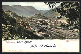 Bellinzona, Bahnhof aus der Vogelschau