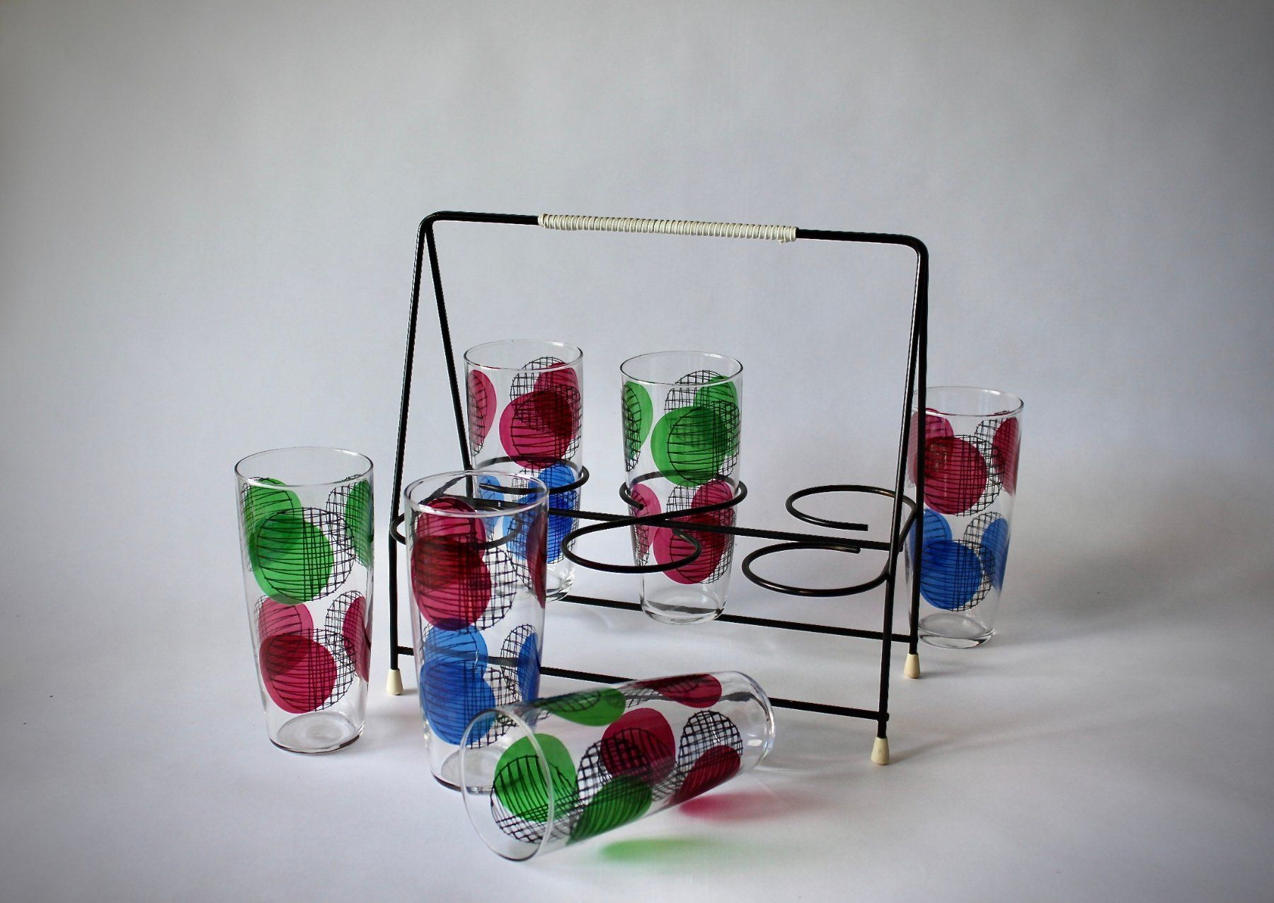 Bicchieri: SCHÖNER GLASHALTER MIT 6 TOLLEN GLÄSER, VINTAGE. – Usato da Grandcour venduto da Flowerstyle
