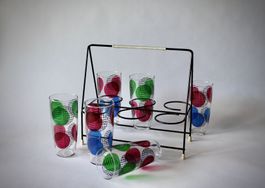 SCHÖNER GLASHALTER MIT 6 TOLLEN GLÄSER, VINTAGE.
