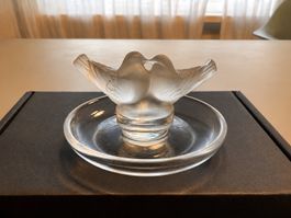 Original Lalique France – Tauben Kristallfigur mit Schale