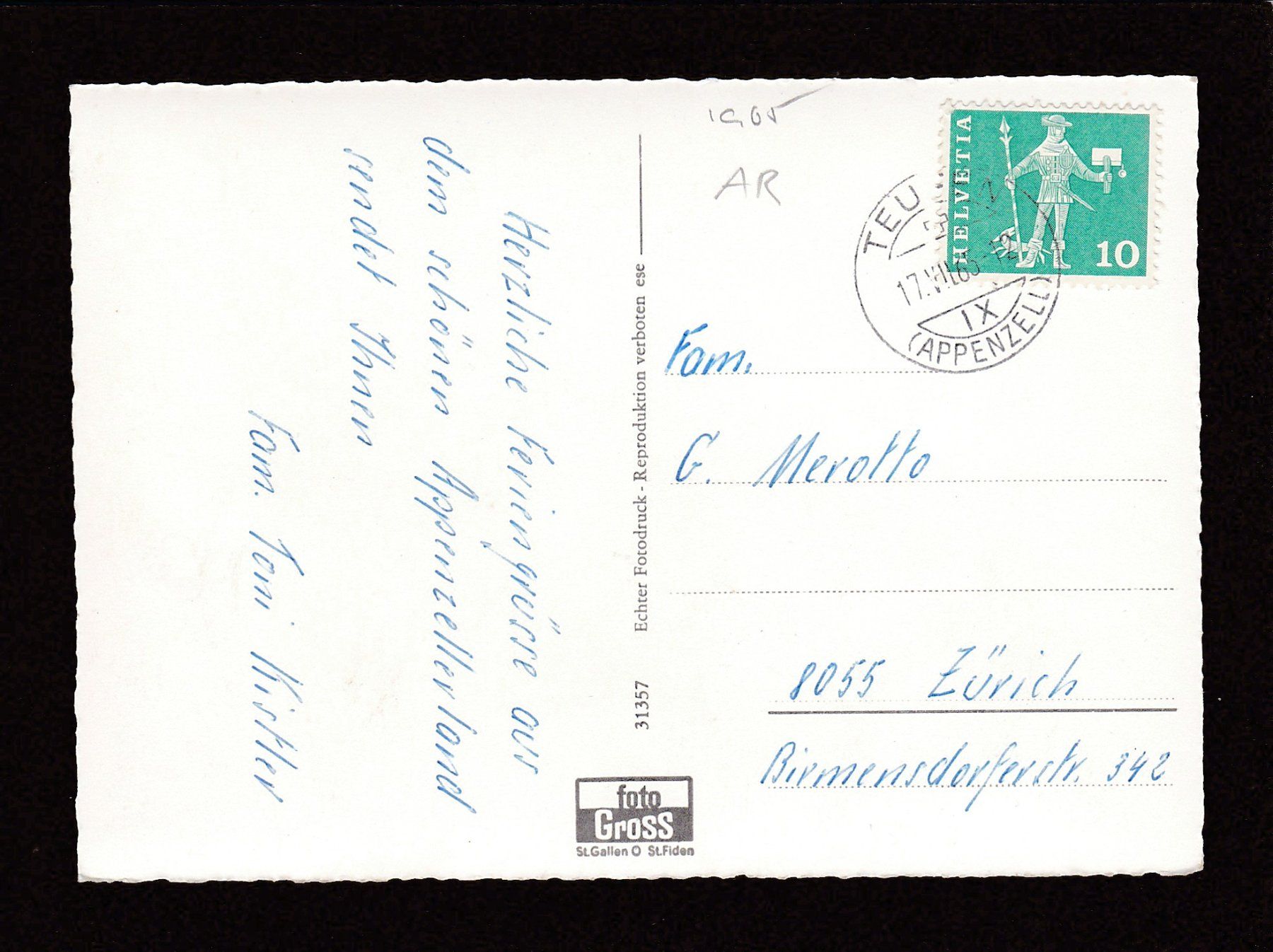 Cartoline postali: TEUFEN Schwimmbad, 1965 – Usato da Reiden venduto da cinfis 1