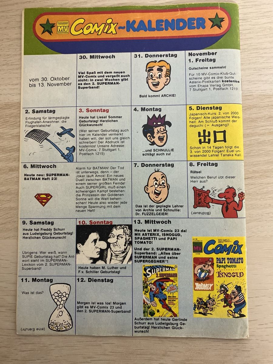 Comics: MV Comix: Isnogud & Asterix Heft 22, Nov. 1974 – Gebraucht aus Basel von spider-loc 3