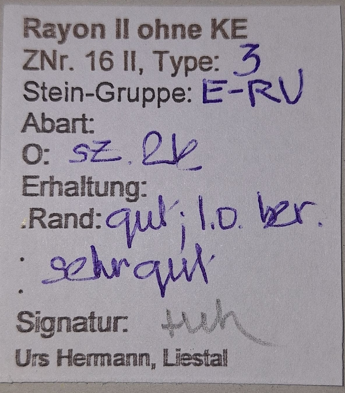 Tutti i francobolli: Rayon 16 II Typ 3 E - RU mit Befund  – Usato da Balgach venduto da SIMEON27 2