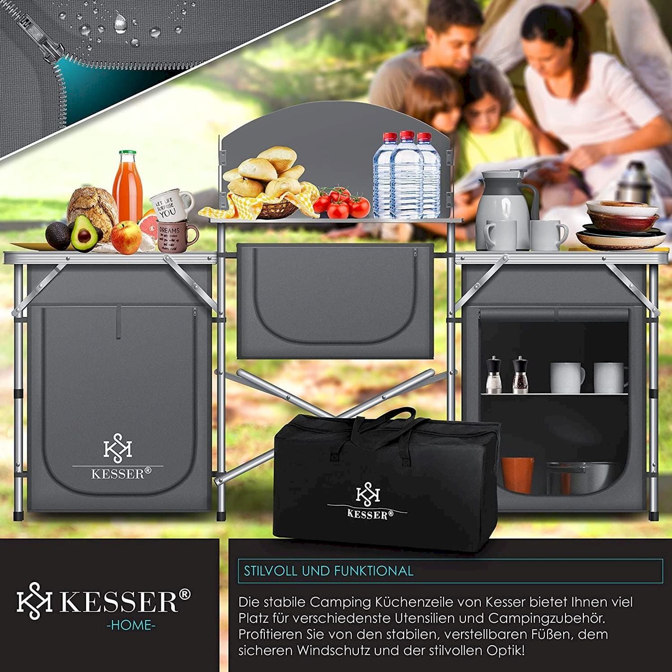 Cucinare, Mangiare & Bere: KESSER Alu Campingküche BIG GRAU – Nuovo e nell'imballaggio originale da Bottighofen venduto da zaap 4