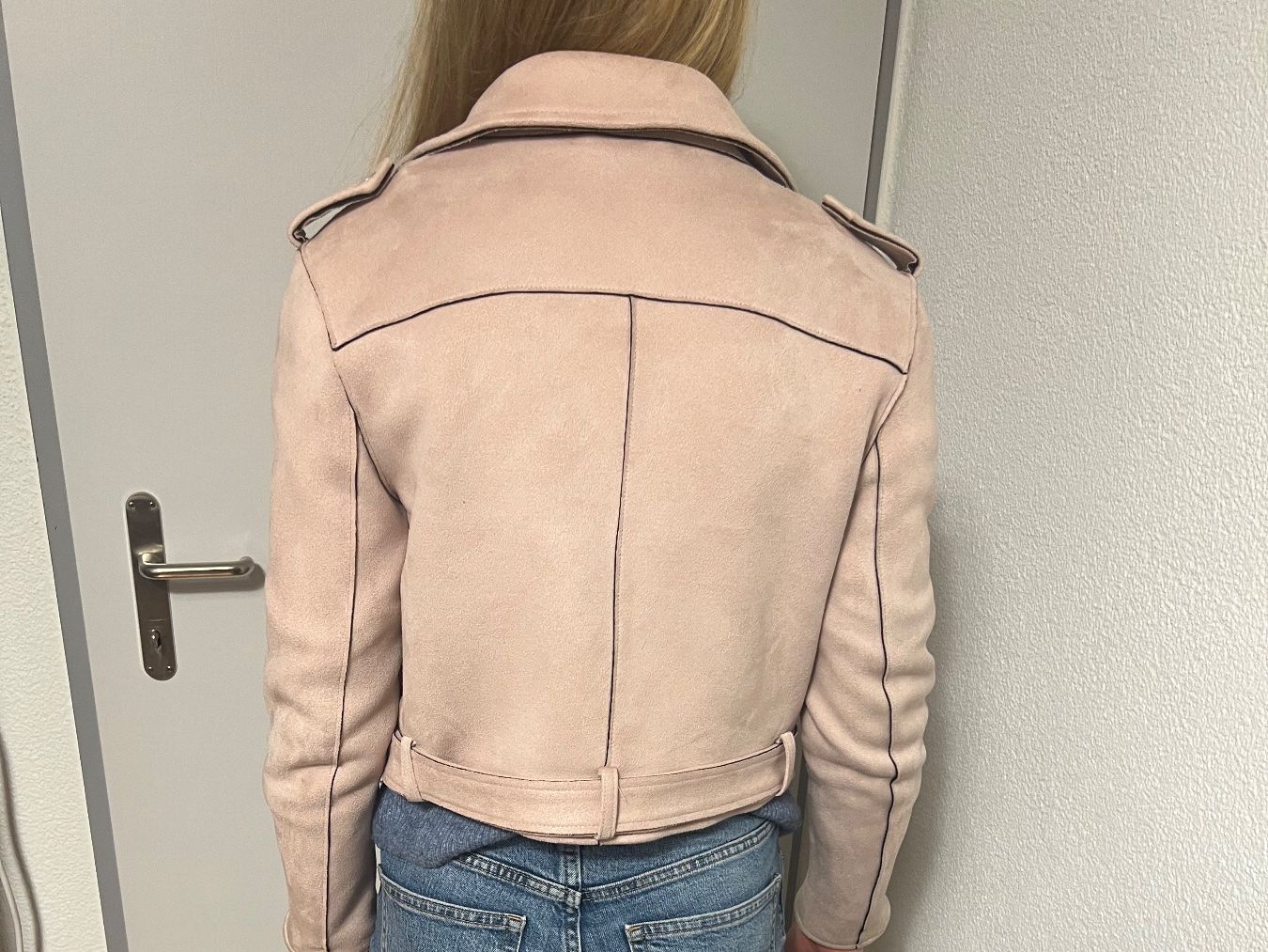 Zara Giacche: Zara Faux Suede Biker Jacket - Light Pink - Size Medium – Usato da Tuggen venduto da Tantas 1