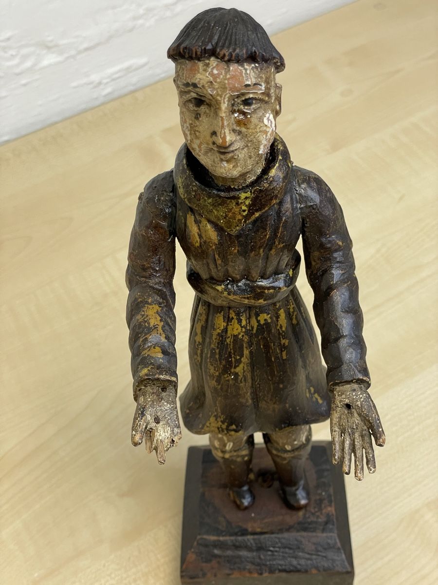 Sculture & Statue: Antike Holzfigur, Mönch, geschnitzt, bemalt, 30cm – Usato da Locarno venduto da Osvaldo61 2