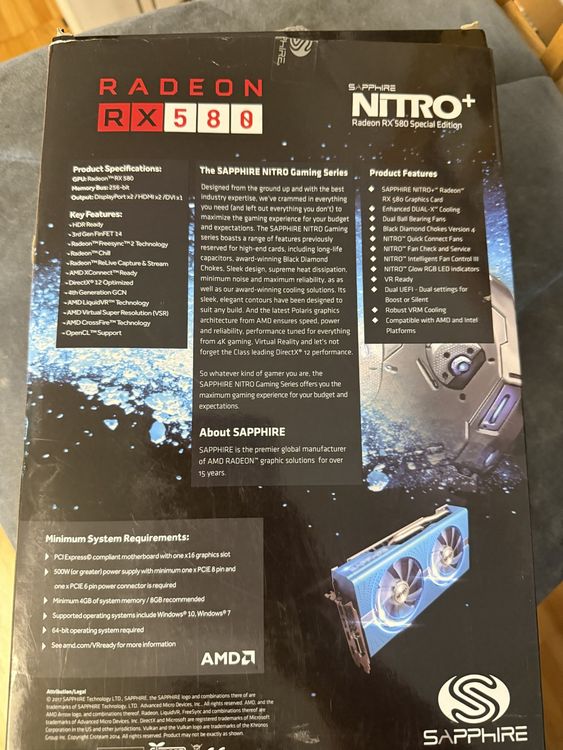 Sapphire Nitro+ RX 580 Special Edition 8GB, Top Zustand! (Gebraucht) in ...