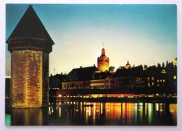 Luzern am Abend, Kapellbrücke mit Wasserturm