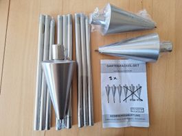 Edelstahl Gartenfackeln Oel 3er Set, Tedura, Neuwertig