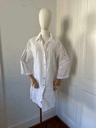 MODAMALFI Pure Linen Tunic Shirt Dress -Summer Essential