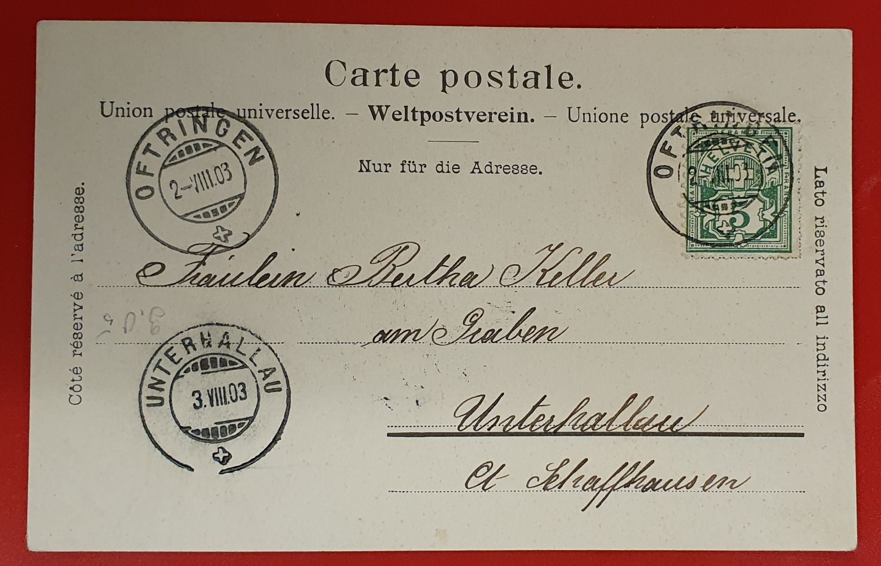 Cartoline postali: Gruss aus Oftringen 1903 – Usato da Kreuzlingen venduto da Rschweiz1 1