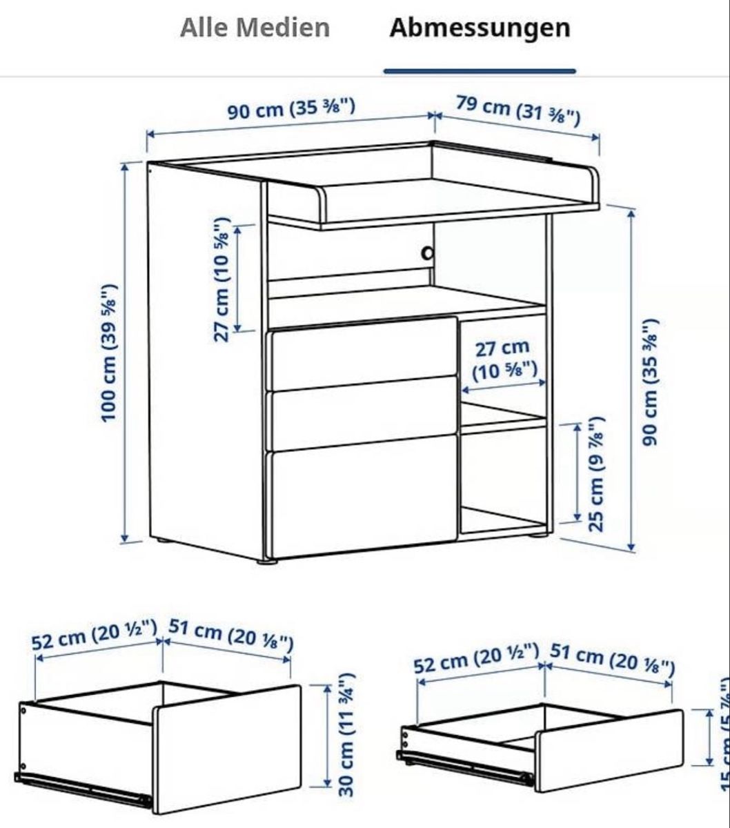 Ikea Wickeltisch & Zubehör: Wickelkommode IKEA weiss 3 Schubladen gebraucht – Gebraucht aus Rümlang von Elly_G