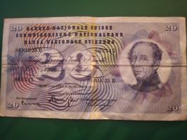 Alte Schweizer Banknote  20 SFr. Von 1958.