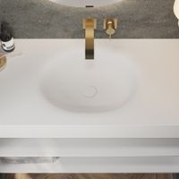 Corian Waschbecken (B78cm), Hahnenloch + Wasserhahn