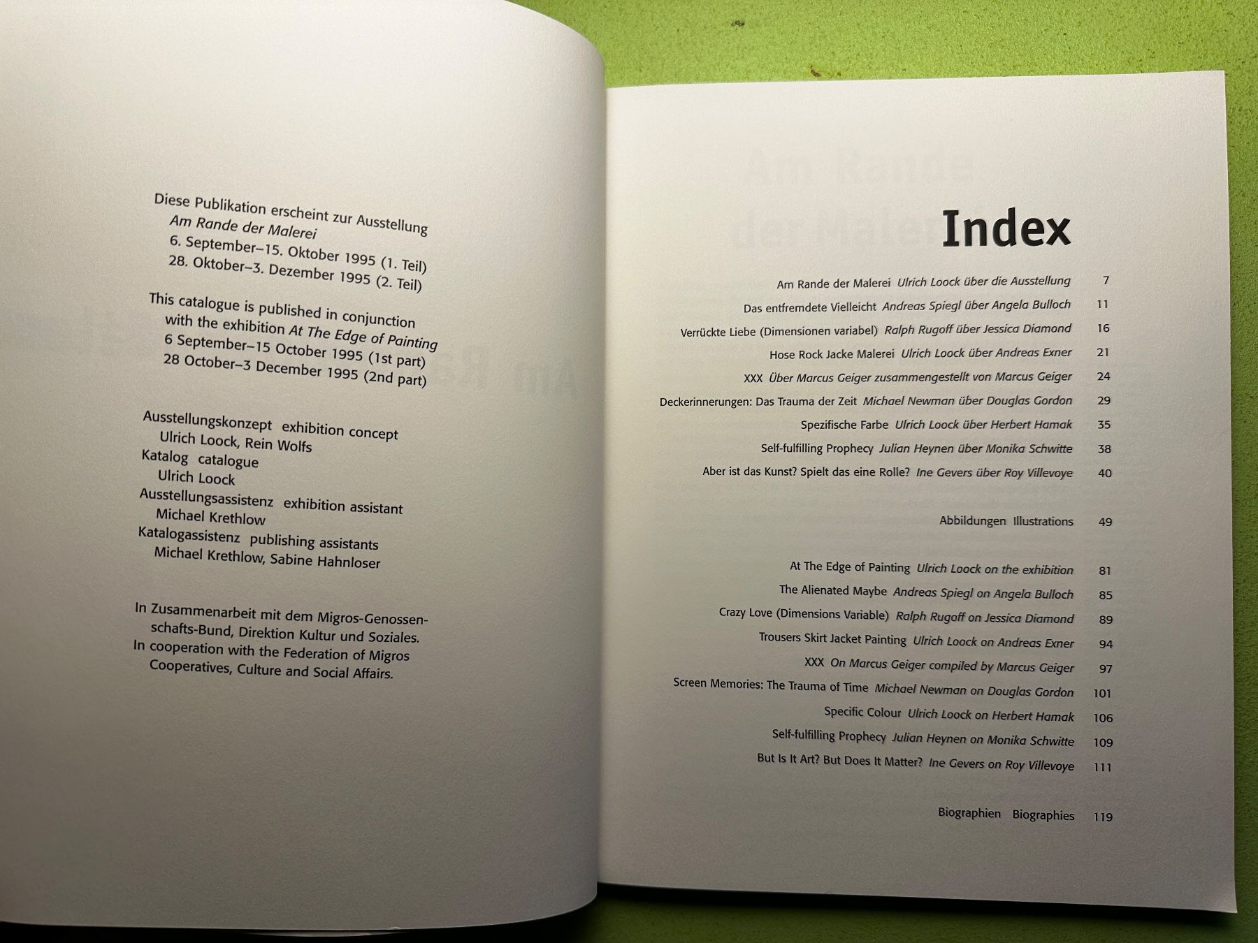 Libri: Ulrich Loock, Rein Wolfs: Am Rande der Malerei. e/d – Usato da Zürich venduto da allp 2