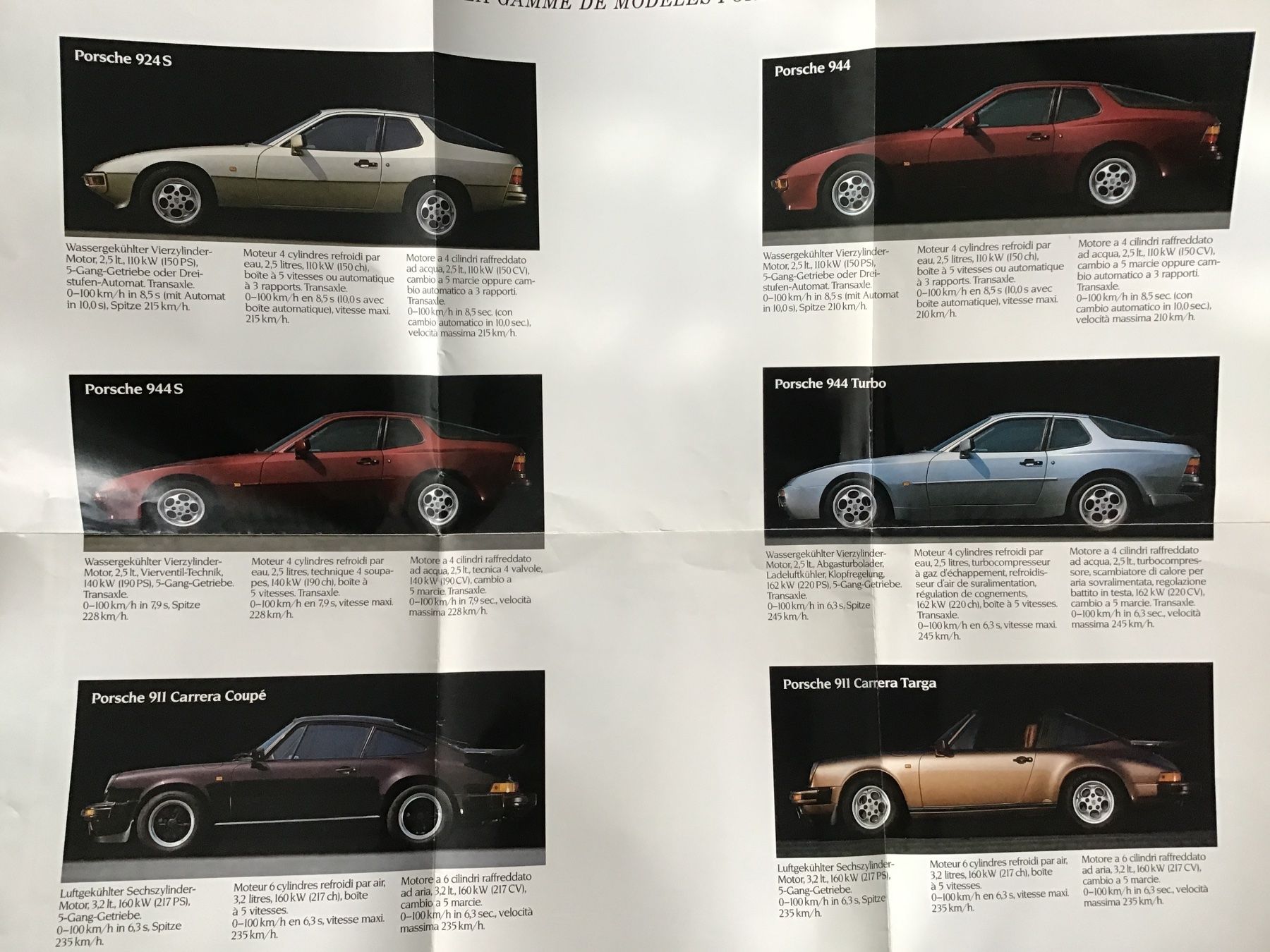Porsche Documenti: Porsche-Modellprogramm Posterprospekt Dezember 1986 – Usato da Scherzingen venduto da Starseller62 1