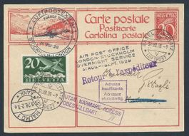 Flugpost Schweiz 1928 BS Amsterdam Malmö Finnland Luftpost