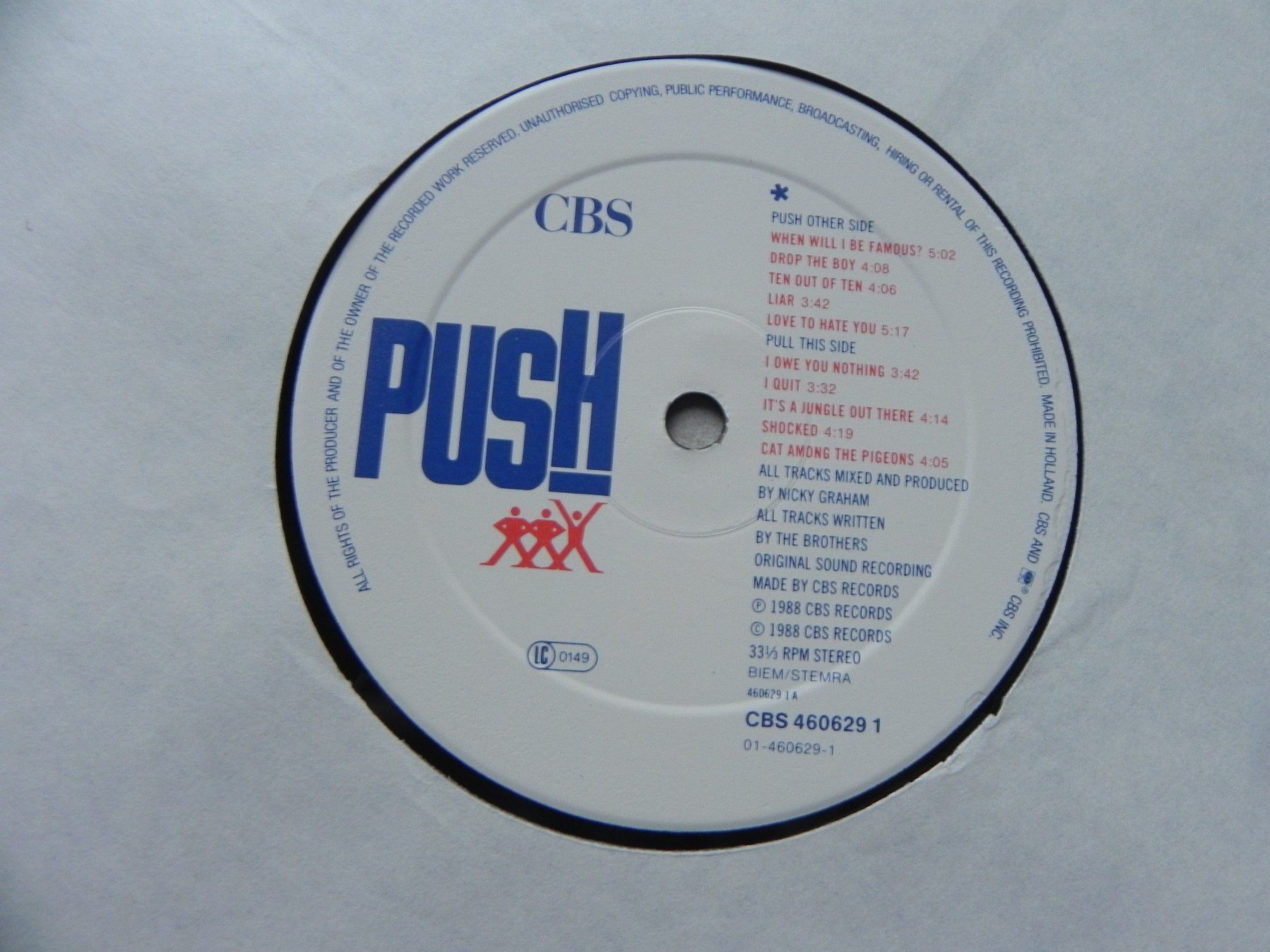 Schallplatten: LP brit. Synth Pop  Band Bros 1988 Push – Gebraucht aus Siebnen von krimsie 3