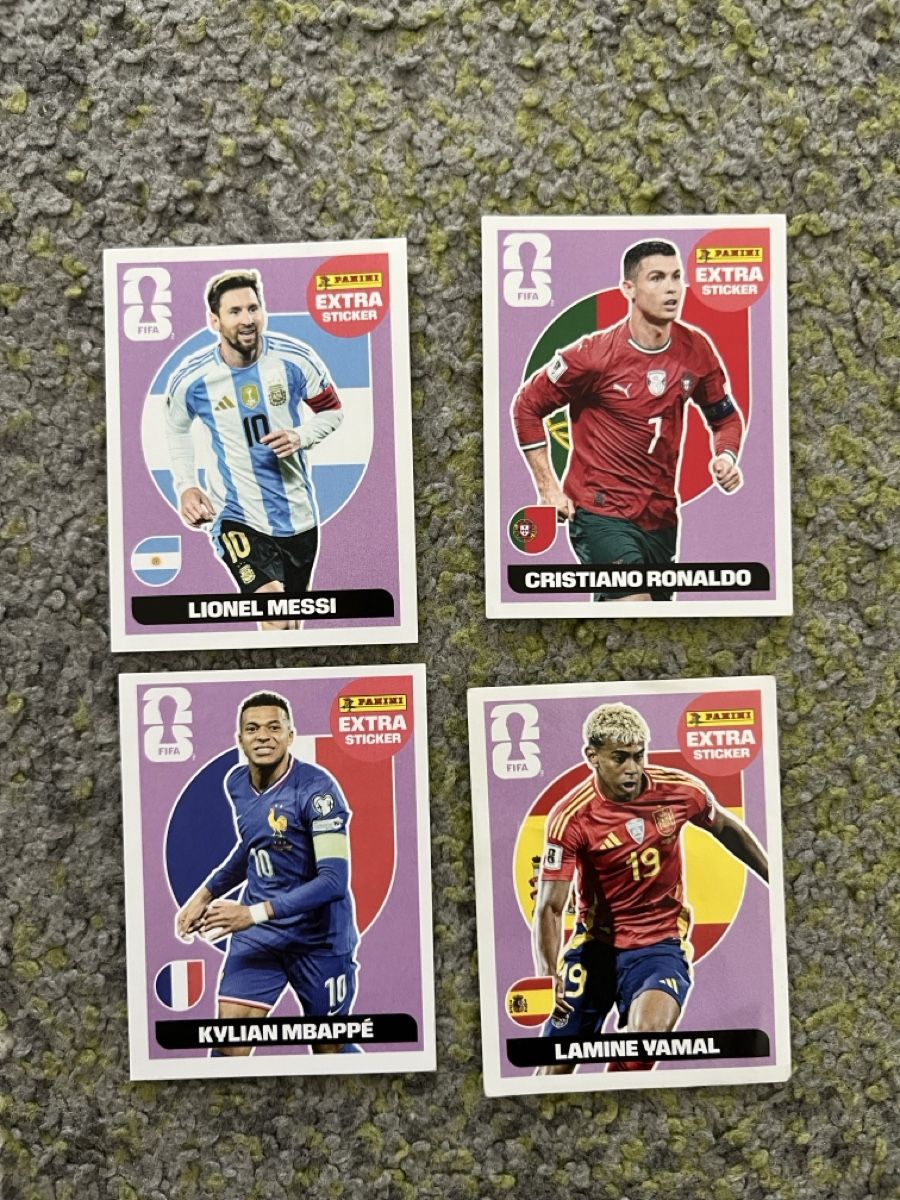 Panini Carte collezionabili: 4 Panini WM Extra Sticker Messi Ronaldo Mbappe Yamal – Nuovo (secondo la descrizione) da Stäfa venduto da greety1981