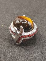 Vintage 925er Silber Ring mit Natur Tigerauge schmucksteine