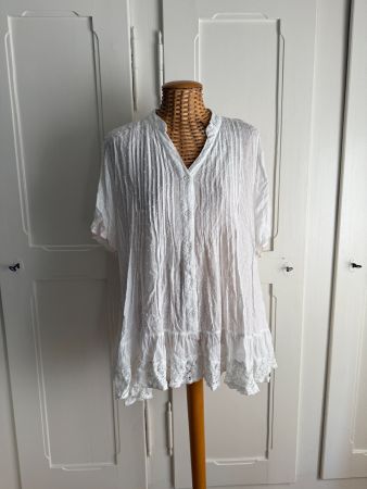 MILLENIUM - Shabby Chic Tunikabluse weiss L