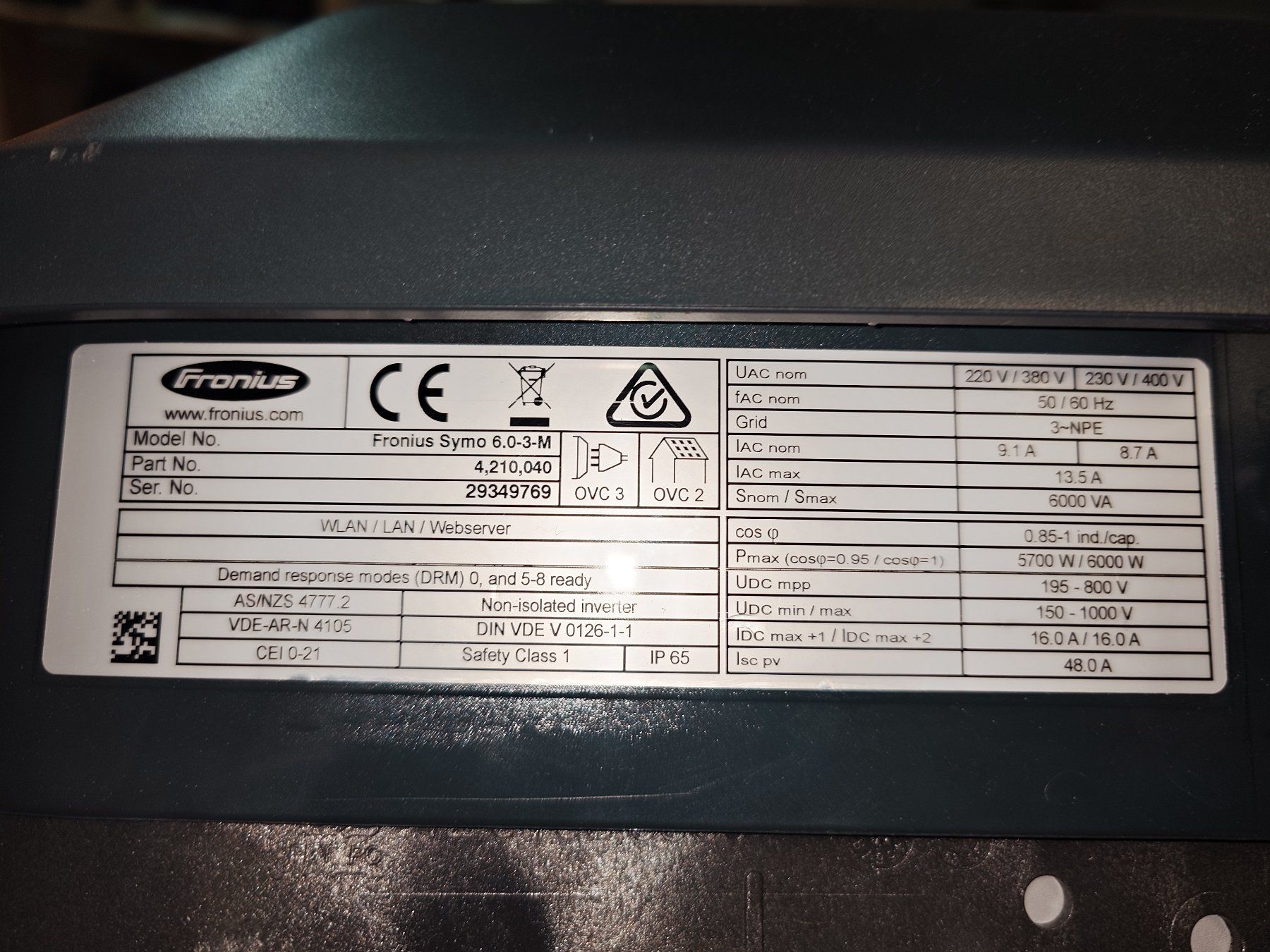 Fronius Inverter: Fronius Symo 6.0-3-M , Wechselrichter – Usato da Winterthur venduto da uristier01 1