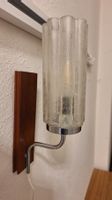 Vintage Wandlampe mit Holz, Glas und Chrom, 60er Jahre