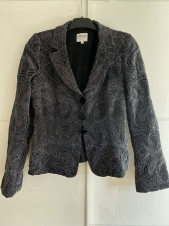 Armani Blazer schwarz mit feinem weissen Muster, Gr. 36/38