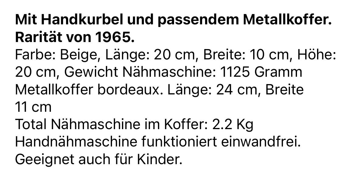 Elna Macchine da cucire: ELNA Junior Nähmaschine, 1965 – Usato da Steffisburg venduto da Bird304 3