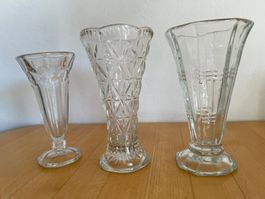 3 Vintage Glasvasen