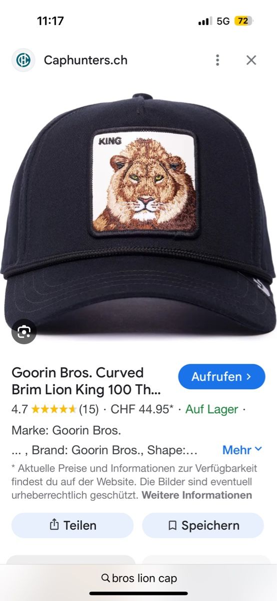 Copricapi, berretti & cappellini: Goorin Bros. Cap Lone Wolf   - Neu – Nuovo e nell'imballaggio originale da Zürich venduto da engebrunau 4
