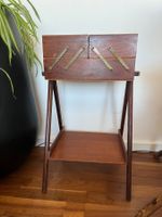 Retro Nähkästchen Beistelltisch Nähtischchen Holz Vintage